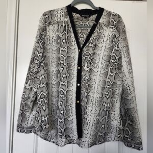 Ellen Tracy Monochrome Snakeskin Blouse